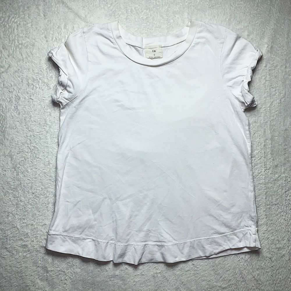 Anthropologie T.LA knit top 100% Cotton Cap Sleeve Crew Neck White Sz S